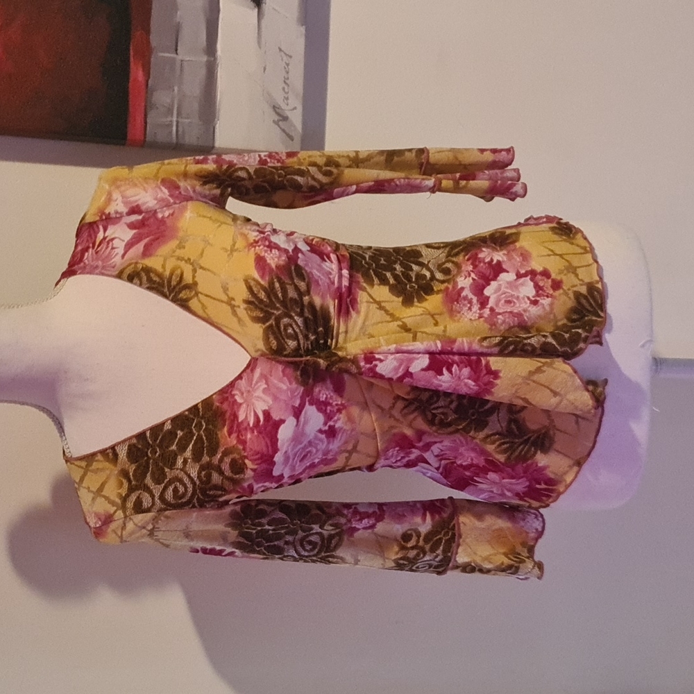 Charlotte Russe vintage floral printed long sleeve blouse Size S